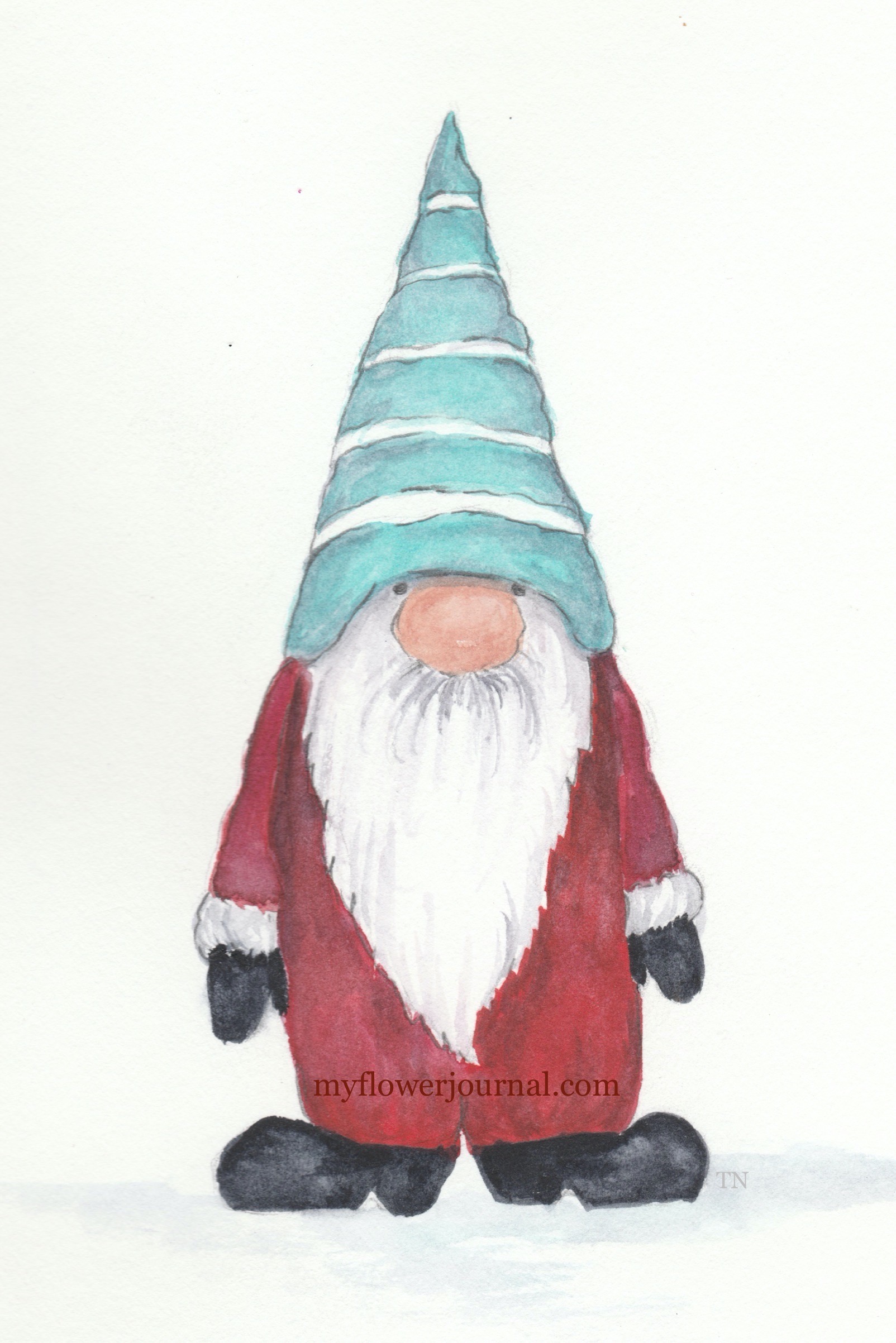 Gnome Drawing to Watercolor or Embroider - My Flower Journal